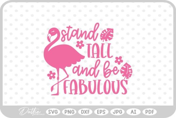 Flamingo Quote Tropical Bird SVG PNG DXF Graphics